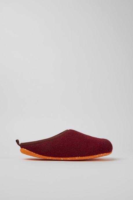 Design Wabi Burgundy Wool Slippers For Men Camper AU