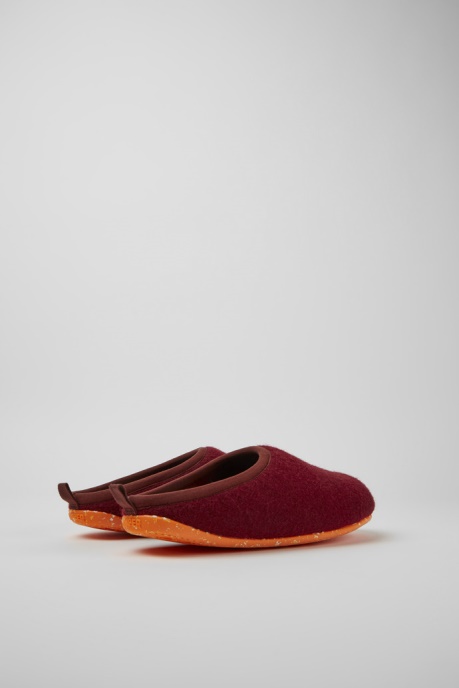 Design Wabi Burgundy Wool Slippers For Men Camper AU