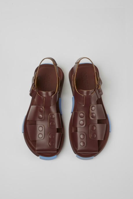 Camper AU Design Set Burgundy Leather Sandals For Men